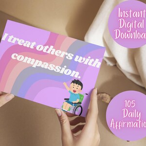 Cartes d'affirmation pour enfants Cartes d'affirmation pour fauteuil roulant Cartes d'affirmation pour handicap Cartes d'affirmation pour handicap imprimables Thérapie numérique