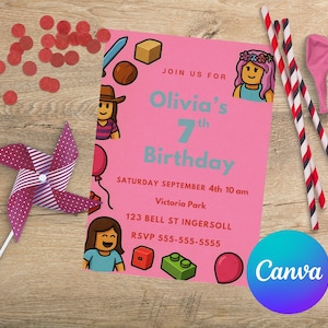 Roblox Birthday Party Invitation for girls, Roblox Digital Birthday Party Invite, Roblox Birthday Party Invite, Printable Roblox Birthday