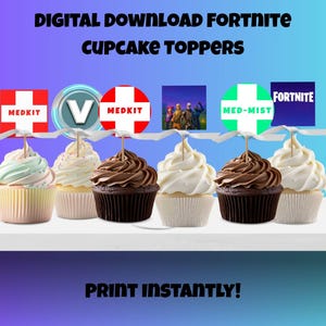 Printable Fort Game Cupcake Toppers, Fort Game Party Decor, Digital Download Fort Game Cupcake Toppers, Fort Gaming Party Favors