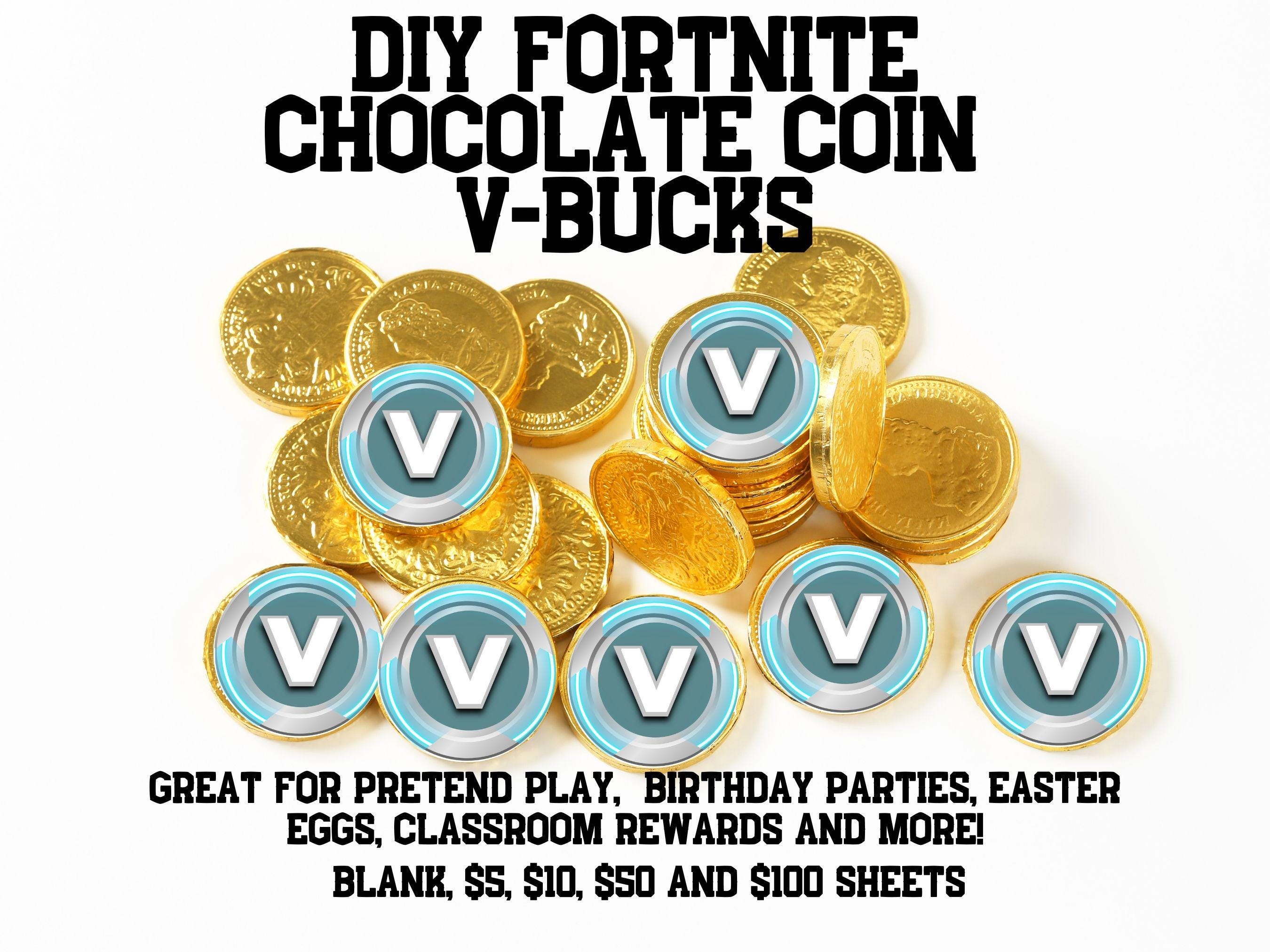 Printable V-Bucks Fort Game, V-Bucks Chocolate Coin Labels, Fort Game Party Decor, Digital Download Coin, Fort Gaming Party Favors, DIY coin