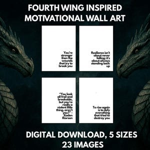 23 Fourth Wing Inspired Motivational Wall Art, Digital Download, Fourth Wing Gift, Fourth Wing Merch, Fourth Wing Art, Fourth Wing Onyx Stor