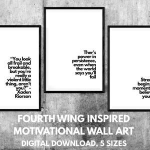 23 Fourth Wing Inspired Motivational Wall Art, Digital Download, Fourth Wing Gift, Fourth Wing Merch, Fourth Wing Art, Fourth Wing Onyx Stor