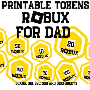 Printable Robux Coins, Robox Coins Gift for Father&#39;s Day, Gift for Gaming Dad, Roblox Gift, Gamer Roblox Gift, Robux Coin, Roblox Party