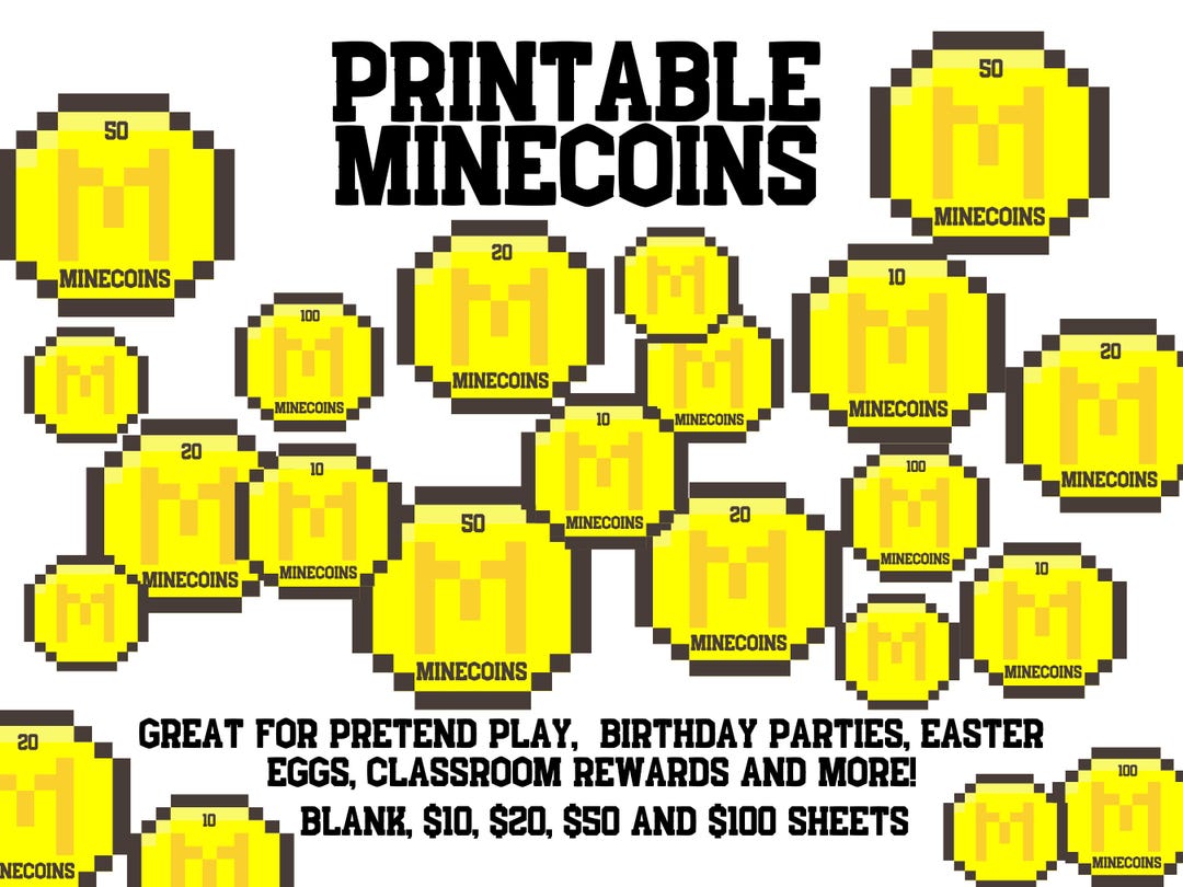 Minecraft Printable Minecoins, Pretend Play, Easter Egg Filler ...