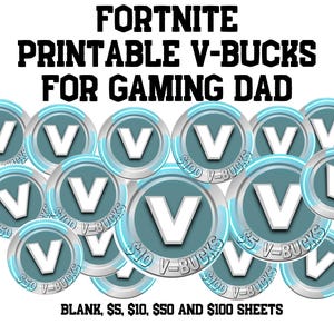Printable V-Bucks Fort Game, Father&#39;s Day Gift for Gaming Dad, V-Bucks for Gaming Dad, Last Minute Fathers Day Gift, Digital Download Father