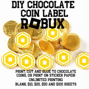 Roblox Printable Robux Chocolate Coin Labels, Roblox Party Decor, Robux Party Favor Coin, Digital Download Coin,  Robux Token