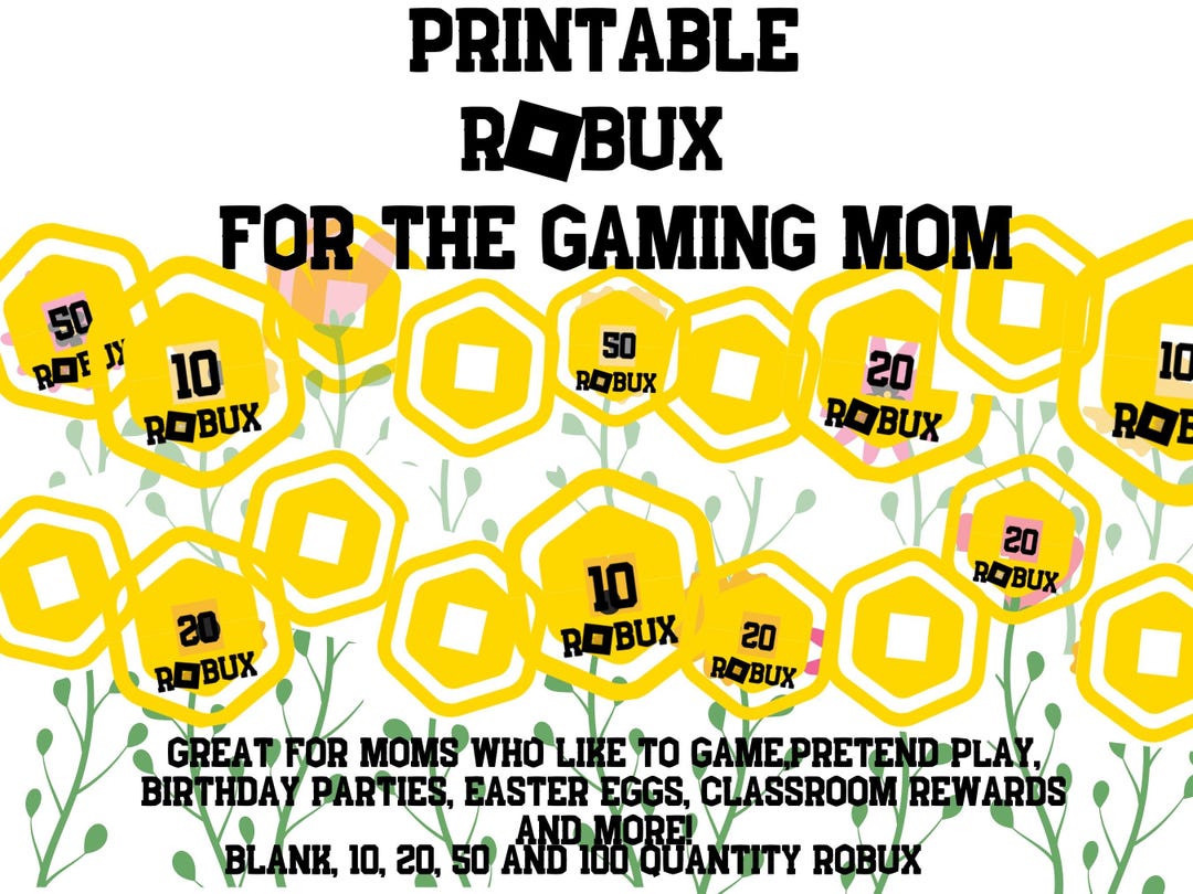 Mothers Day Roblox Printable Robux Coins, Unique Mothers Day Gift ...