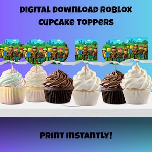 Printable Roblox Cupcake Toppers, Party Decor Roblox Game, Roblox Gaming Decorations, Roblox Birthday Party, Treat Toppers Roblox
