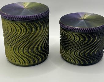 Hypnotic Wavy Storage Jar with Holographic Lid