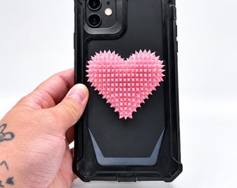 Heart Spiky Phone Grip, Pain Stim Sensory Fidget, Textured Tactile Phone Holder