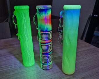 Keychain Doob Tube Holder | Glow in the Dark | UV Reactive | Rave Kandi Compatible