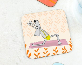 Yoga Coaster  - Funny Gift - Funny Gift - Dog Gift - Dog Present - Rainbow Gift - Tractor Gift - Weimaraner Gift - Yoga gift