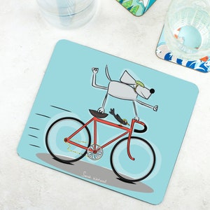 Fietsen Placemat - Hond Rijden Auto - Cadeau voor hem - Hond Placemat - Hond Minnaar Gift - Grappig Cadeau - Racefiets Cadeau