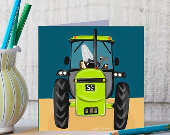 Carte De Voeux De Tracteur Carte Imprimee De Tracteur Vert Etsy