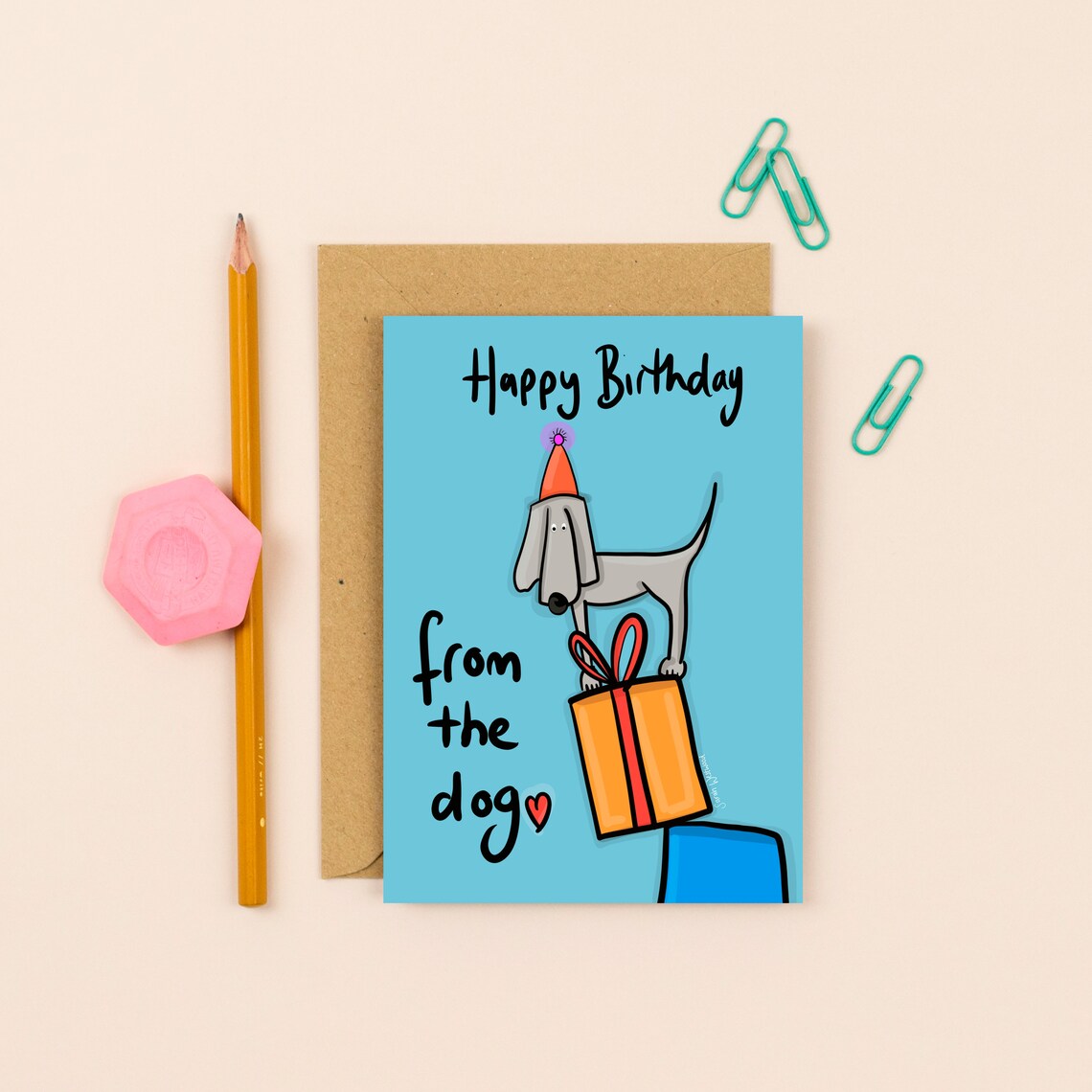 Happy Birthday From the Dog Illustrated Greetings Card Unique Pet Lover ...