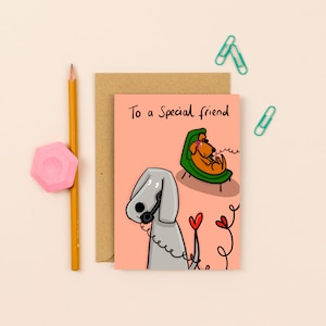 Met de hand geïllustreerde speciale vriendenkaart | Verjaardagsgroeten | Uniek artistiek ontwerp | Perfect voor het verzenden van liefde en warme wensen