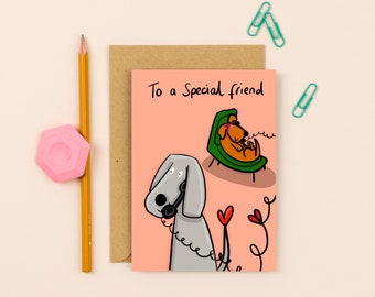 Hand-illustrated Special Friend Card | Birthday Greetings | Unique Artistic Design | Perfect for Sending Love and Warm Wishes