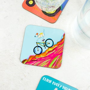 Mountain Biking Coaster - MTB Gift - Cycling Gift - Biking Coaster - Dog Gift - Dog Gifts - Gifts For Him - Funny mtb Gift - Bike Gift