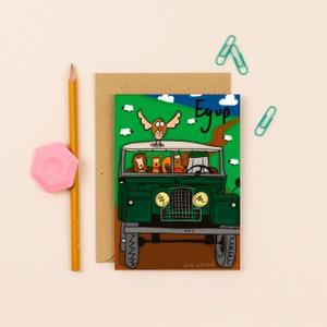 Hand-Illustrated Ey Up Landrover Country Card | Birthday Card | Fathers Day Card | Greetings Card | Unique Design | High-Quality Print