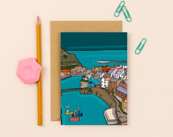 Staithes Greeting Cards | Unique Coastal Designs | Birthday Cards for Him and Her | Handmade Cards | Blank Inside | Stationery Gift