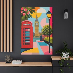 Colorful London Canvas Art Print - Vibrant City Wall Decor, British Travel Poster, Modern Home Artwork, Unique Gift for UK Lovers