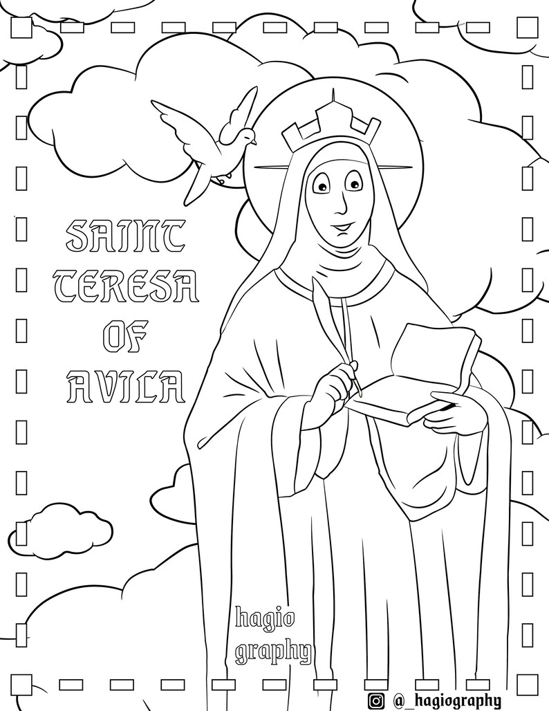 Saint Teresa Of Avila Catholic Coloring Pages Catholic Saints 