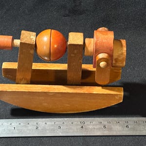 Vintage Wooden Rocking Dog Toy - Mid Century Handmade Kinetic Folk Art ...