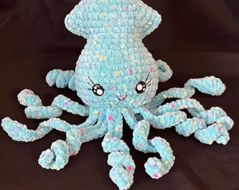 Colorful Crochet Squid Plush | Amigurumi | Soft Stuffed Animal