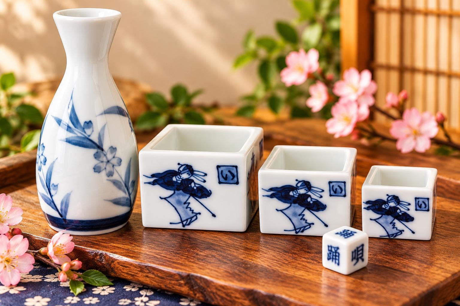Vintage Blue Sake Bottle - Etsy