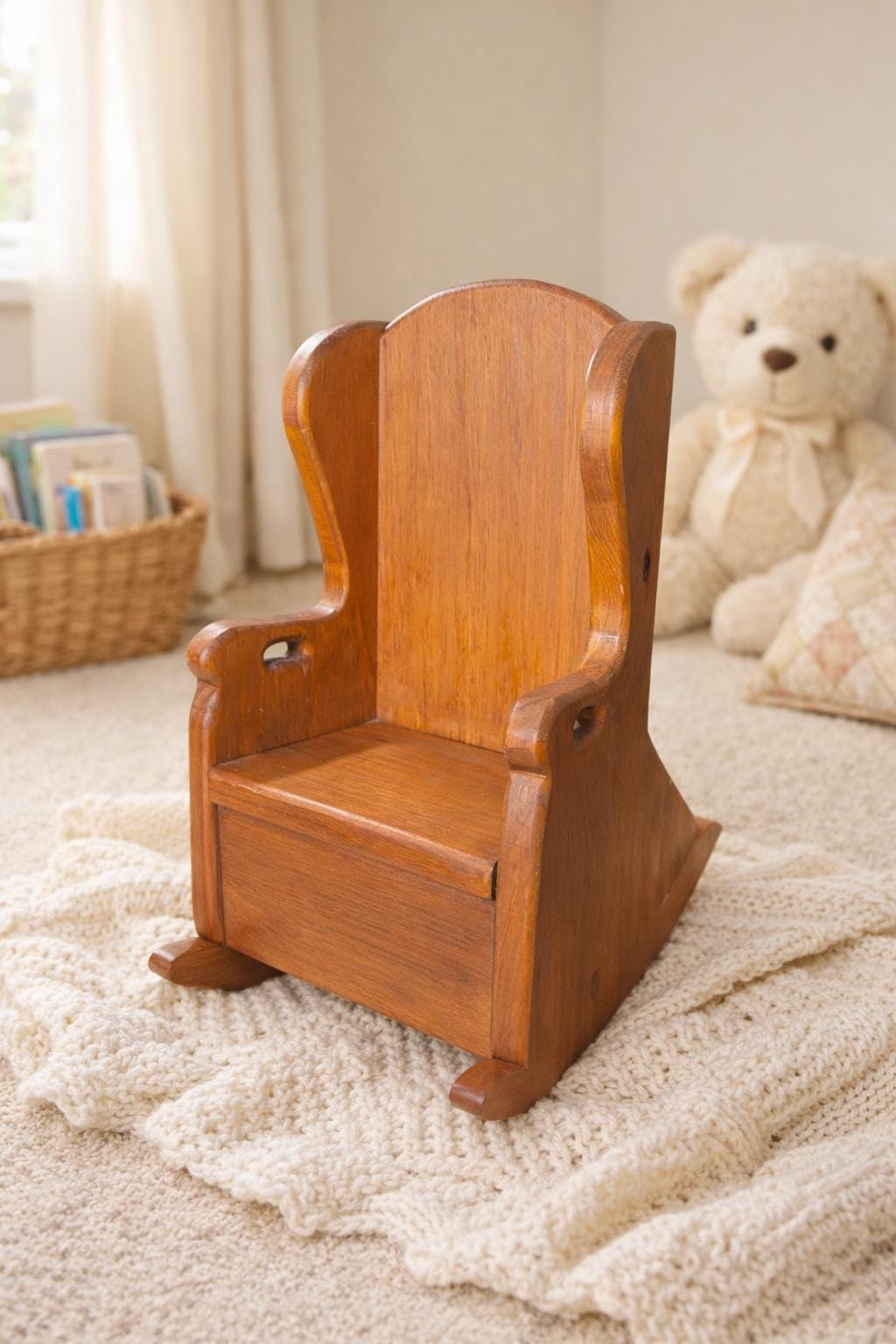Fauteuil Rocking Chair Colonial - Bois - Marron - Dimensions L100 X P60 X H107 Cm