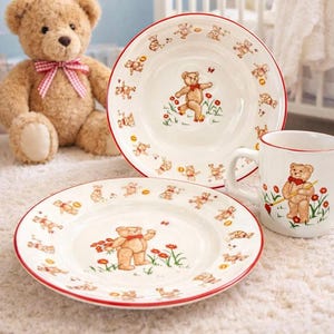 Vintage Teddy Bear Plate - Etsy