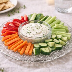 Vintage Mid Century Modern Glass Chip & Dip / Veggie Platter - Geometric Triangle Pattern - Clear Textured Glass Serving Tray 12"