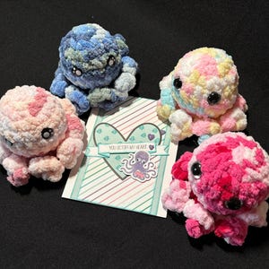 Peluche de pulpo de crochet hecho a mano / El juego de regalo incluye una tarjeta hecha a mano / Regalo de cumpleaños o aniversario para un ser querido