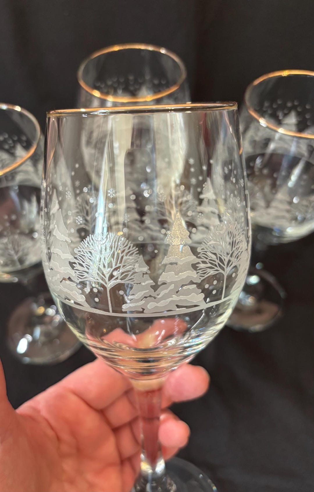 Libbey for Arby’s 80s Elegant Gold Rimmed Wine Glass Set Vintage Winter ...