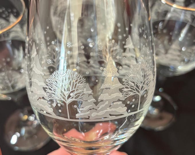 Libbey for Arby’s 80s Elegant Gold Rimmed Wine Glass Set Vintage Winter ...