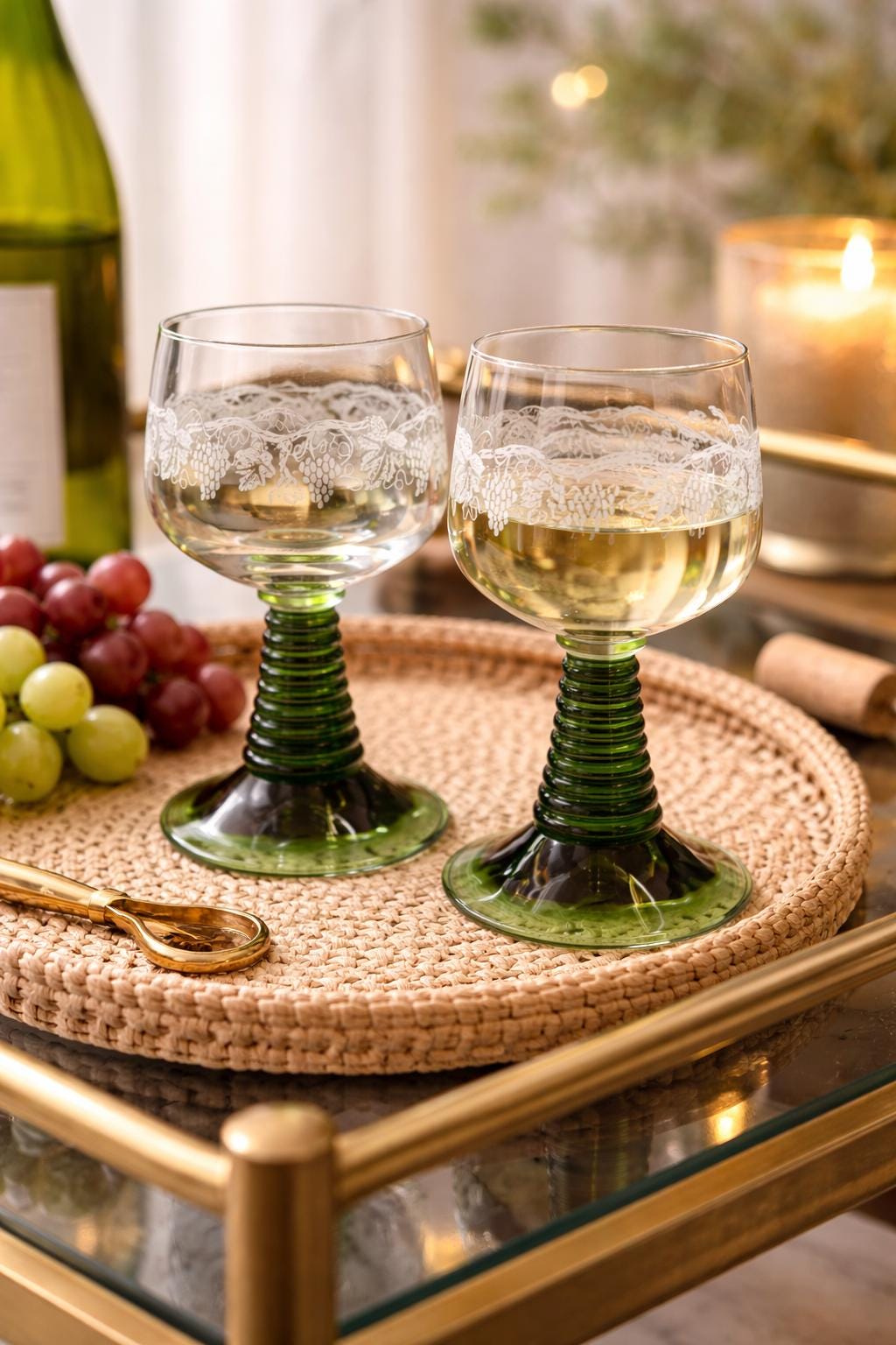 German green stem wine glasses - Etsy 日本