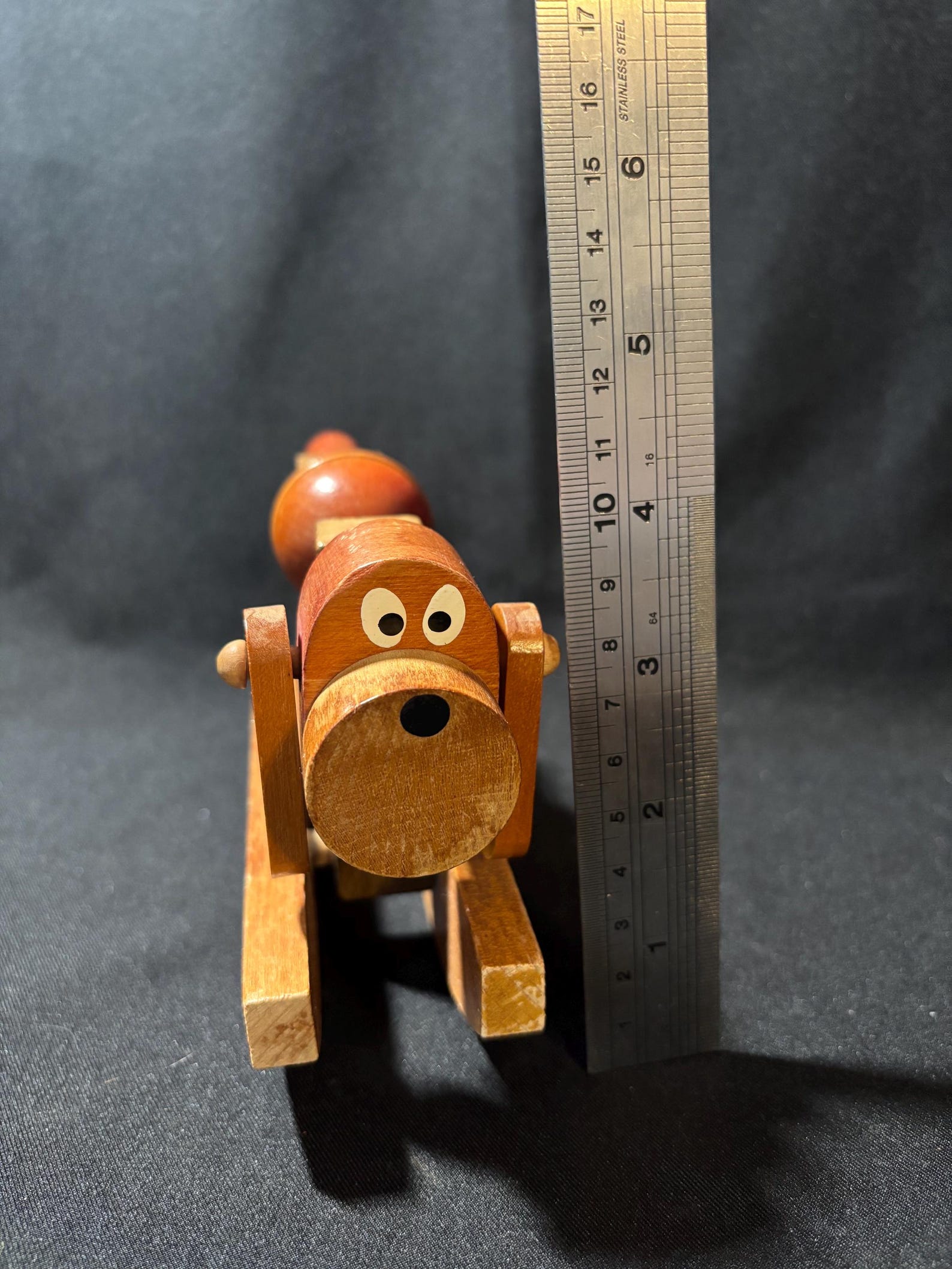 Vintage Wooden Rocking Dog Toy - Mid Century Handmade Kinetic Folk Art ...