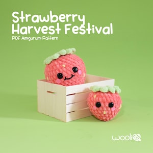 Strawberry Harvest Festival and Chocolate Strawberry (PDF Amigurumi Crochet Pattern) English and Spanish Spring Valentine's