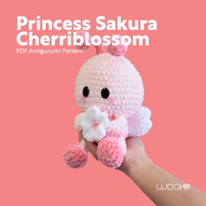 プリンセス サクラ チェリーブロッサム | PDF あみぐるみパターン | 英語とスペイン語 | 桜の花の蜂