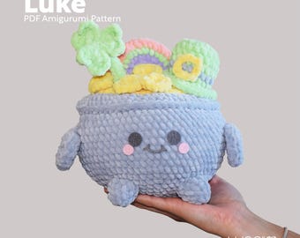 Luke the Lucky St. Patrick's Gold Pot (PDF Amigurumi Crochet Pattern) English and Spanish