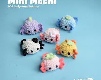 Mini Mochi the Mini Axolotl (PDF Amigurumi Crochet Pattern) English and Spanish Low Sew