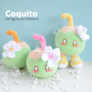 Coquito 3-1 kokosnöten (PDF Amigurumi Virkmönster) Engelsk och spansk sommar