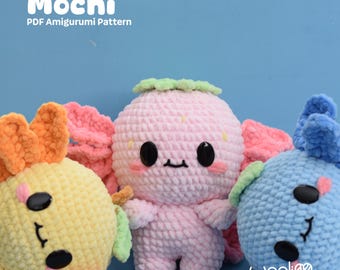 Mochi das Axolotl (PDF Amigurumi Häkelanleitung) Englisch und Spanisch Sommer Frühling