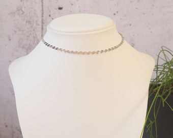 Silver Plated Disc Choker Necklace