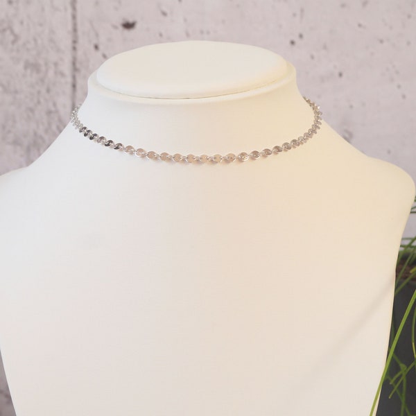 Silver Plated Disc Choker Necklace