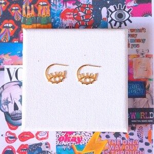 Gold Plated Evil Eye Hoop Earrings