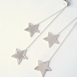 Silver Long Star Earrings