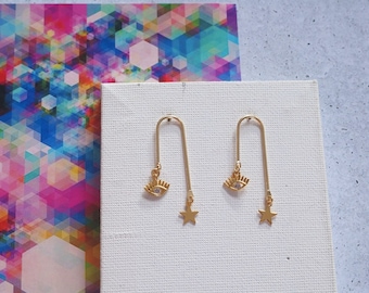 Evil Eye and Star Gold Plated Earrings