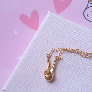 Gold Plated Peace Handsign Necklace