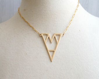 Gold Geometric Triangle Necklace